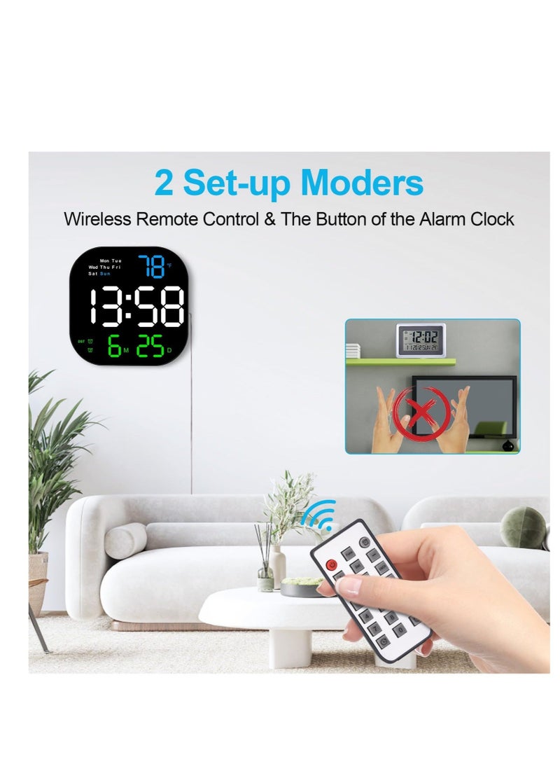كابتن تيك Digital Wall Clock Large Display, Digital Wall Clock with Remote, with Date Week Temperature, 10.55" Large Display and Auto Dimmable, 10 Levels Adjustable Brightness, 12/24h - Image 2