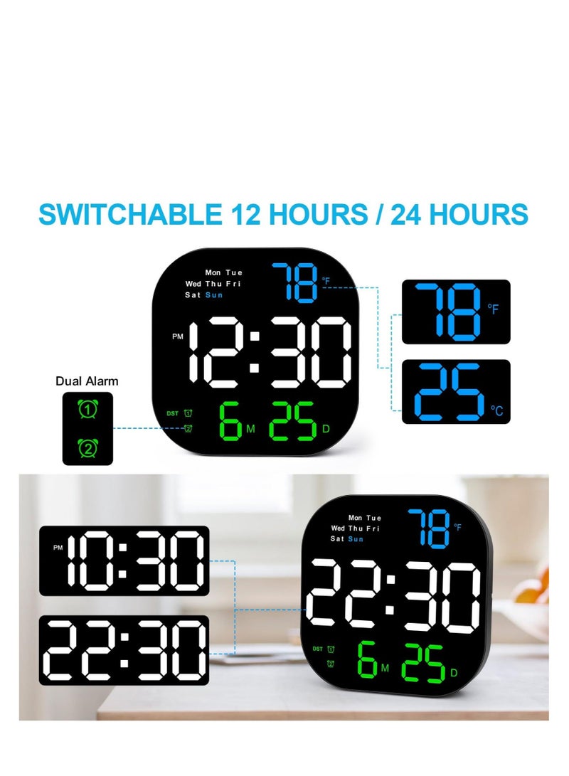 كابتن تيك Digital Wall Clock Large Display, Digital Wall Clock with Remote, with Date Week Temperature, 10.55" Large Display and Auto Dimmable, 10 Levels Adjustable Brightness, 12/24h - Image 3