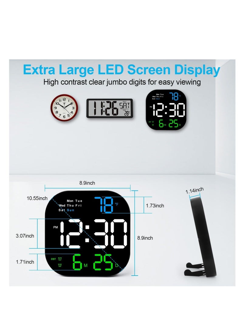 كابتن تيك Digital Wall Clock Large Display, Digital Wall Clock with Remote, with Date Week Temperature, 10.55" Large Display and Auto Dimmable, 10 Levels Adjustable Brightness, 12/24h - Image 5