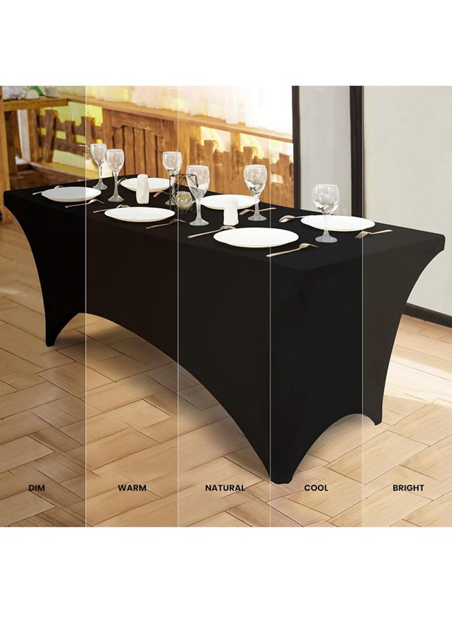 Generic 6ft Stretch Black Spandex Table Cloth for Standard Folding Tables - 2 Pack Universal Rectangular Fitted Tablecloth Protector for Wedding, Trade Show, Vendor Stand Washable  Table Cloth - Image 5