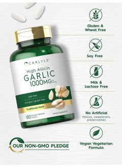 CARLYLE Garlic Supplement With High Allicin ; 180 Caplets ; Odorless Garlic Pills ; Vegetarian Nongmo Gluten Free  - Image 4