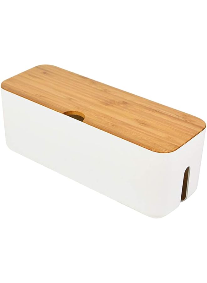 promass Cable Management Box Socket Cord Organizer to Hide Conceal Power Strips and Electrical Cords from TV Computers Desk Electrically Safe White