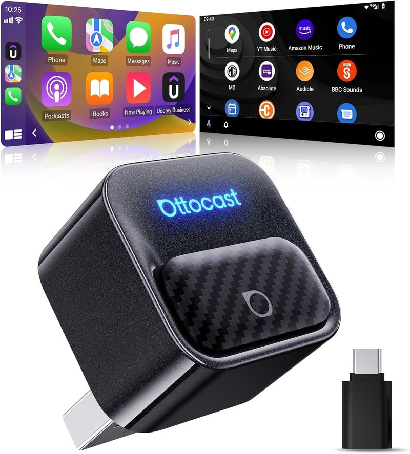 Mini Core Wireless CarPlay Adapter & Android Car Adapter, Plug & Play, One-touch Phone Switch WiFi 6 + BT 5.4 Auto Reconnect, For iPhone 6+ and Android 11+