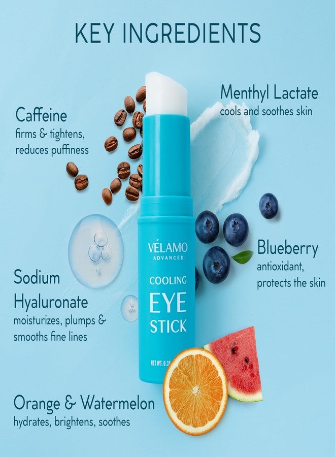 VELAMO ADVANCED Cooling Eye Balm Stick with Caffeine: Under Eye Cream for Dark Circles Puffiness Eye Bags - Hyaluronic Acid Instantly Cooling, Hydrating & Brightening - Portable & Perfect for On-the-go Use 0.35 oz - Image 3