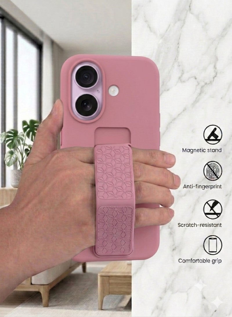 iPhone 17 Silicone Case with Design Grip Strap & Kickstand Soft Cover For iPhone 17 Vertical & Horizontal Stand Full Camera Protection Case For iPhone 17 6.3-inch - Image 3