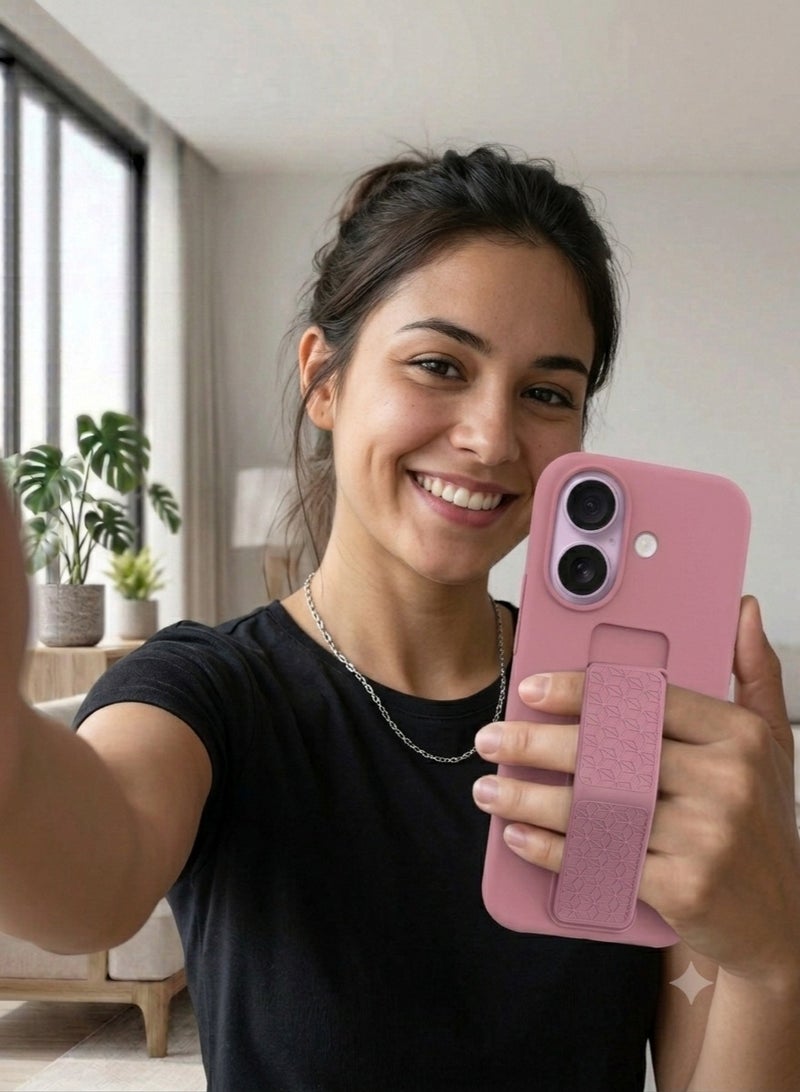 iPhone 17 Silicone Case with Design Grip Strap & Kickstand Soft Cover For iPhone 17 Vertical & Horizontal Stand Full Camera Protection Case For iPhone 17 6.3-inch - Image 5