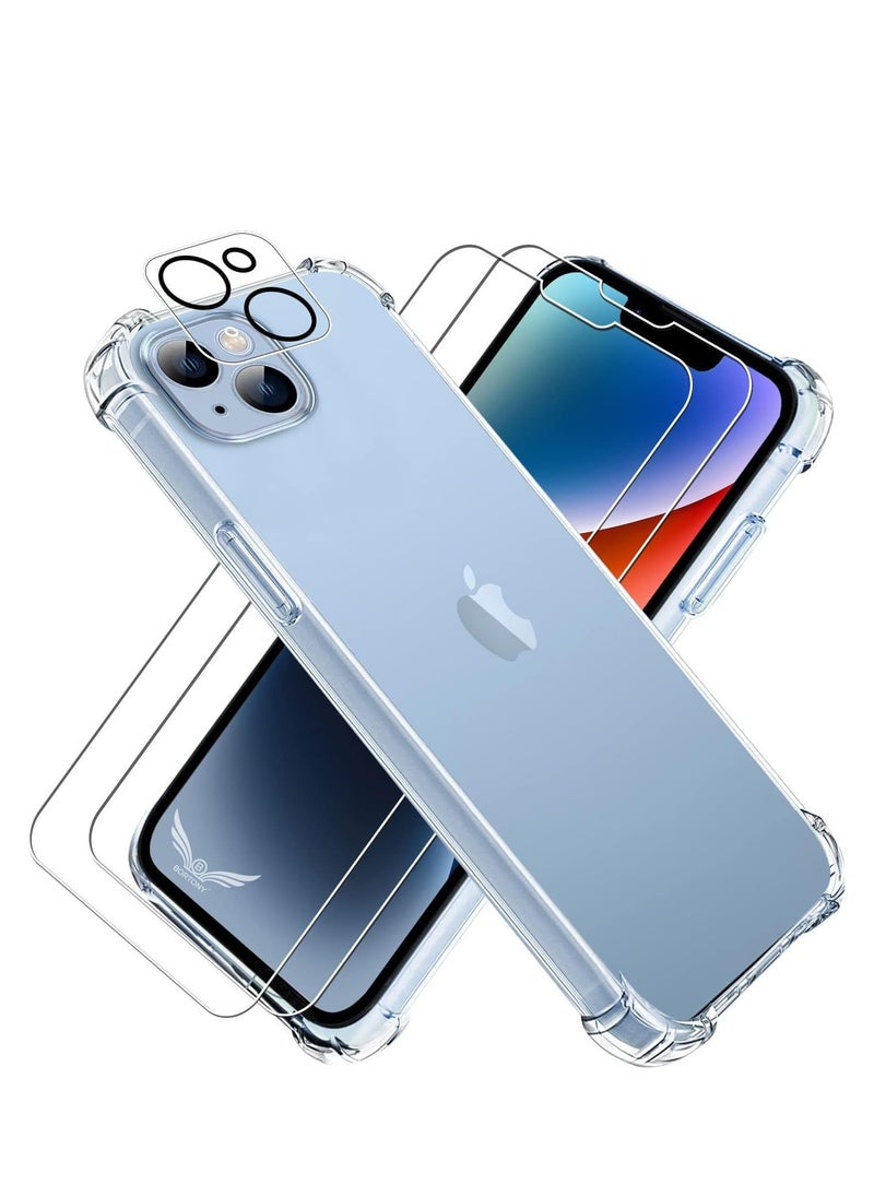 Raxoom iPhone 13 Case with 2x Screen Protectors & 1x Camera Lens Protector â€“ All-Round Bumper Protection, Shockproof & Anti-Scratch Clear Protective Cover, 6.1 Inch - Image 1