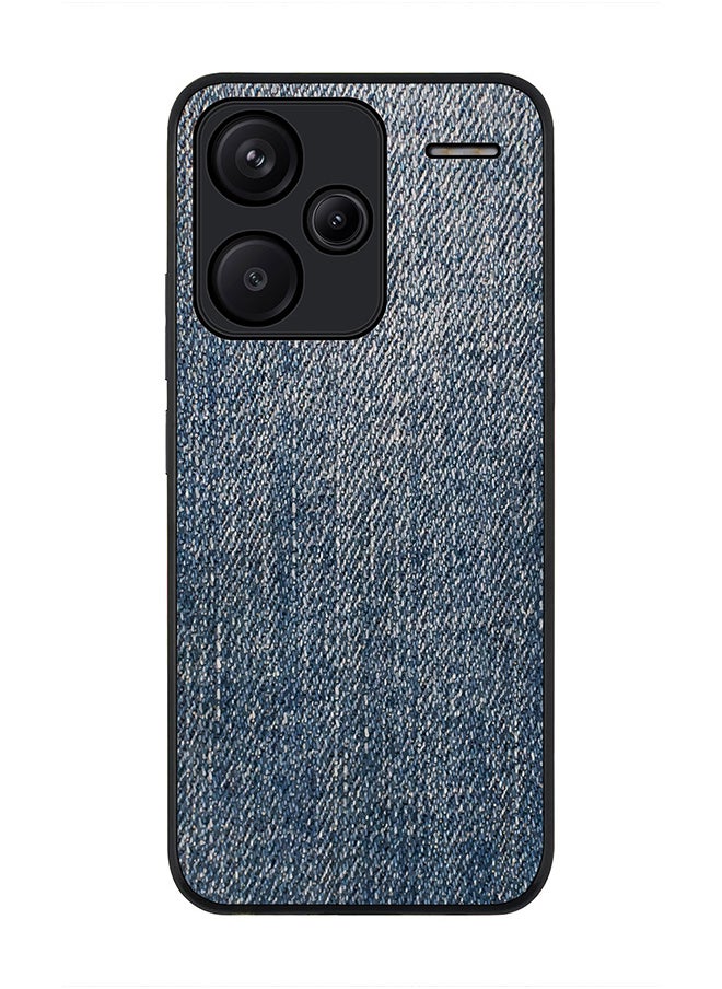 Stylizedd حافظة متينة ذات حافة سوداء لهاتف Xiaomi Redmi Note 13 Pro Plus، حافظة نحيفة مرنة مضادة للسقوط من جل TPU - طباعة دينم داكن  - Image 1