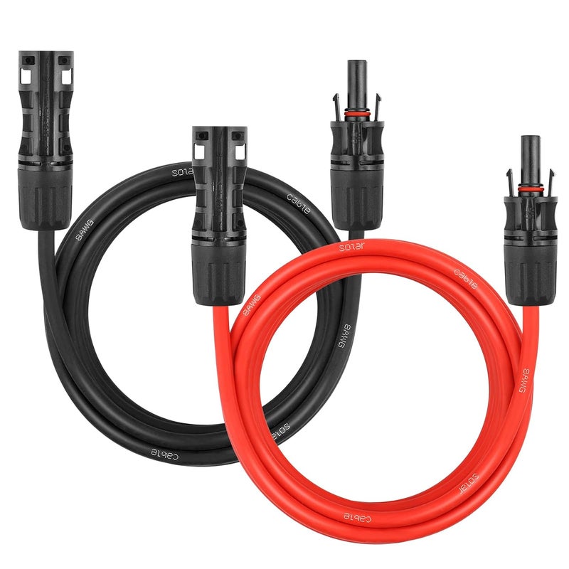 YDDECW Solar Panel Extension Cable - 8AWG 5FT Solar Wire Cord 8 Gauge PV Wire with Female & Male Waterproof Connector for RV, Photovoltaic Systems, Home, Boat, Solar Panels, Car(5ft Red + 5ft Black) - Image 1