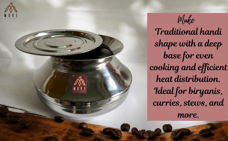 MUKE Stainless Steel Handi degchi with Lid bhgona Milk Pot/Handi for Home and Kitchen Cooking(Pongal Handi) 2.5liter - Image 4