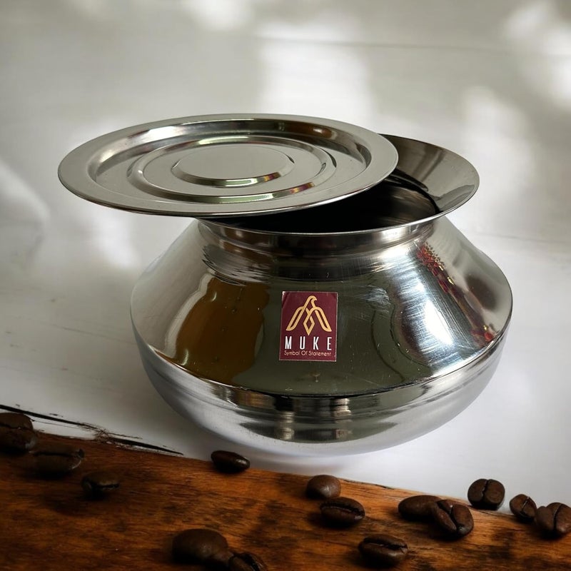 MUKE Stainless Steel Handi degchi with Lid bhgona Milk Pot/Handi for Home and Kitchen Cooking(Pongal Handi) 2.5liter - Image 5