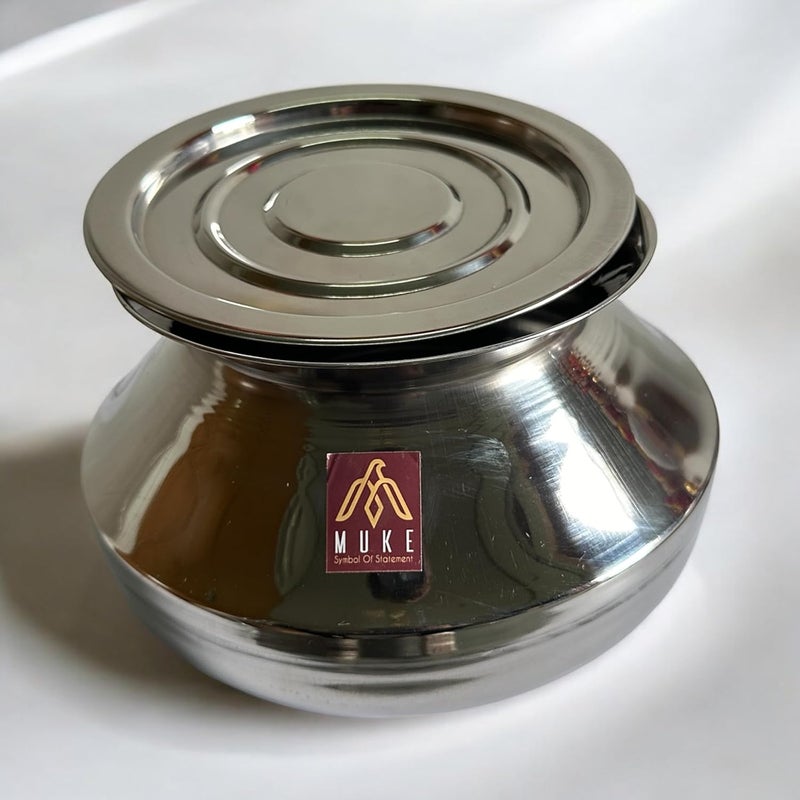 MUKE Stainless Steel Handi degchi with Lid bhgona Milk Pot/Handi for Home and Kitchen Cooking(Pongal Handi) 2.5liter - Image 2