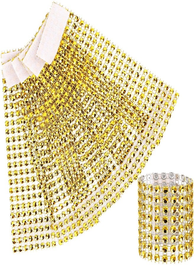 acDesign 140 Pcs Rhinestone Napkin Rings Rhinestone Mesh Napkin Holders for Wedding Receptions Or Napkin Holder Adornment(Gold) - Image 1
