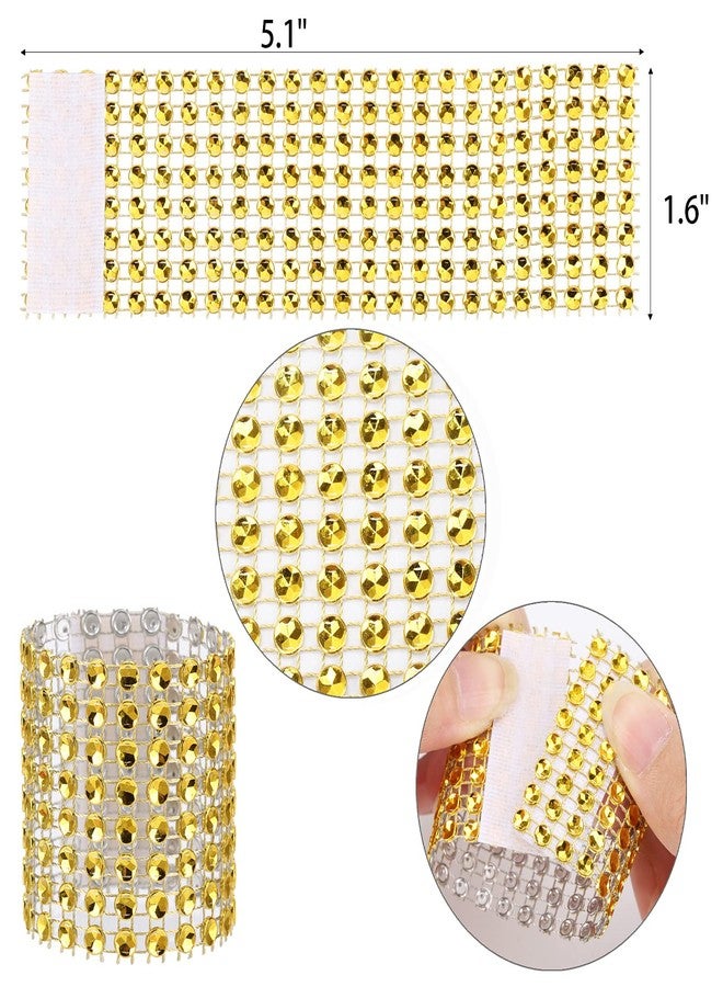 acDesign 140 Pcs Rhinestone Napkin Rings Rhinestone Mesh Napkin Holders for Wedding Receptions Or Napkin Holder Adornment(Gold) - Image 2