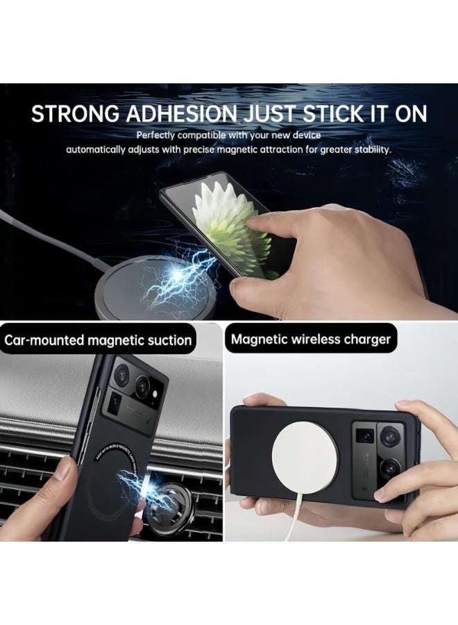 عام غطاء متوافق مع تكنو فانتوم V فولد 2، تصميم بسيط غير لامع [متوافق مع ماج سيف]، حماية عسكرية فائقة الرقة ضد السقوط، غلاف هاتف صلب واقي. - Image 2