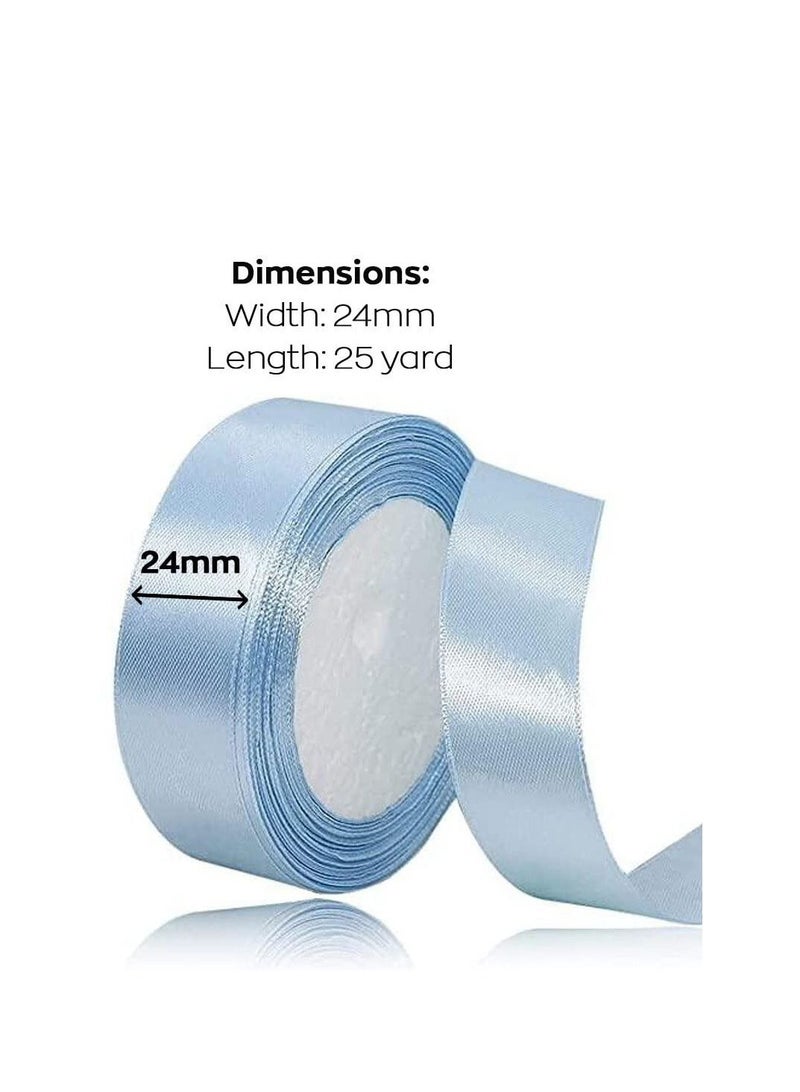 MARKQ Powder Blue Satin Ribbon, 24mm x 25yd Fabric Polyester Ribbon for Gift Wrapping, Party Favors, Wedding Decorations, Bow Making, Bouquets, Sewing Projects & Craft Supplies - Image 2