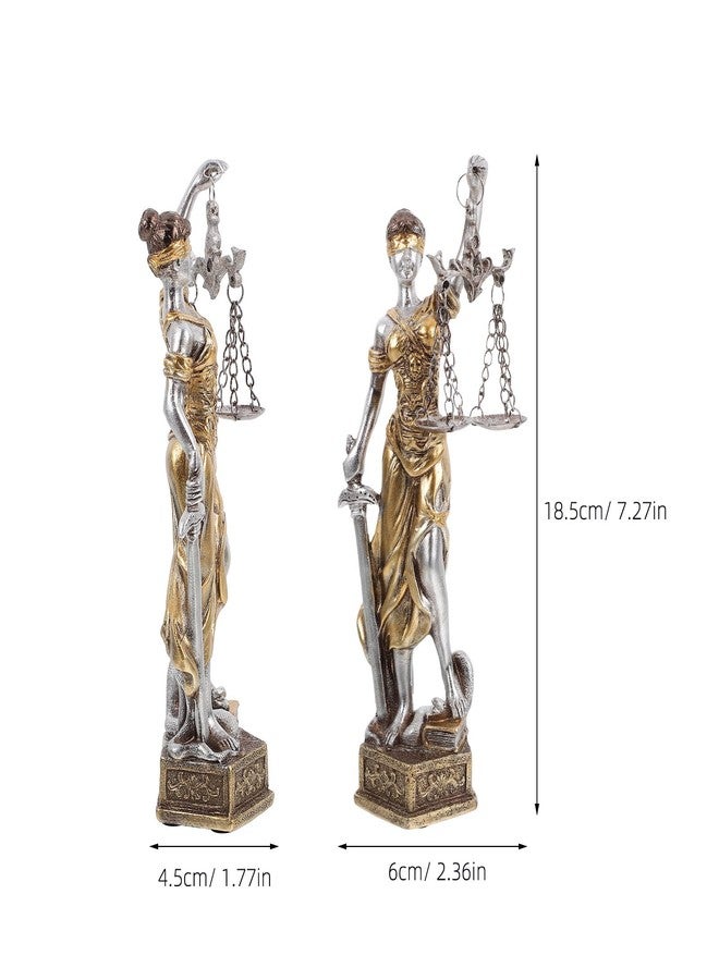 VOSAREA Lady of Justice Statue Lady Statue Blind Goddess of Justice Sculpture Greek Roman Figurine Desktop Decor - Image 2