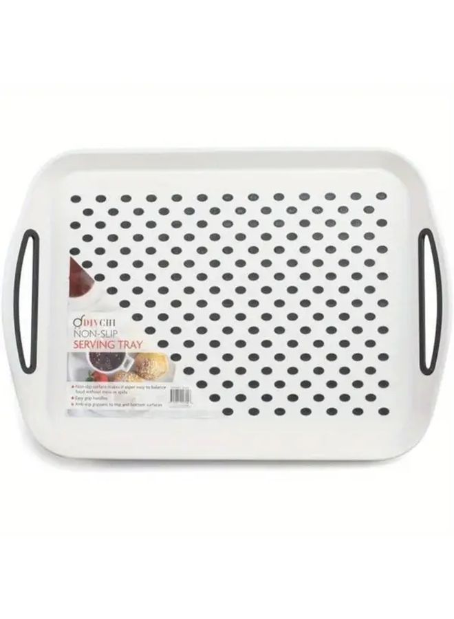 Heavy Duty Non Slip Rectangular Food Tray White for Plates Cups Desserts Home Cafe Restaurant - Image 4