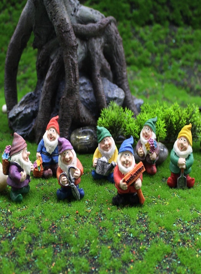 Eysinyge Set of 7 Mini Garden Gnomes, Tiny Gnome Figurines for Miniature Fairy Garden Decor, Plant Pot Decorations, Dashboard Ornaments - Image 1