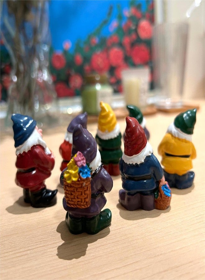 Eysinyge Set of 7 Mini Garden Gnomes, Tiny Gnome Figurines for Miniature Fairy Garden Decor, Plant Pot Decorations, Dashboard Ornaments - Image 4