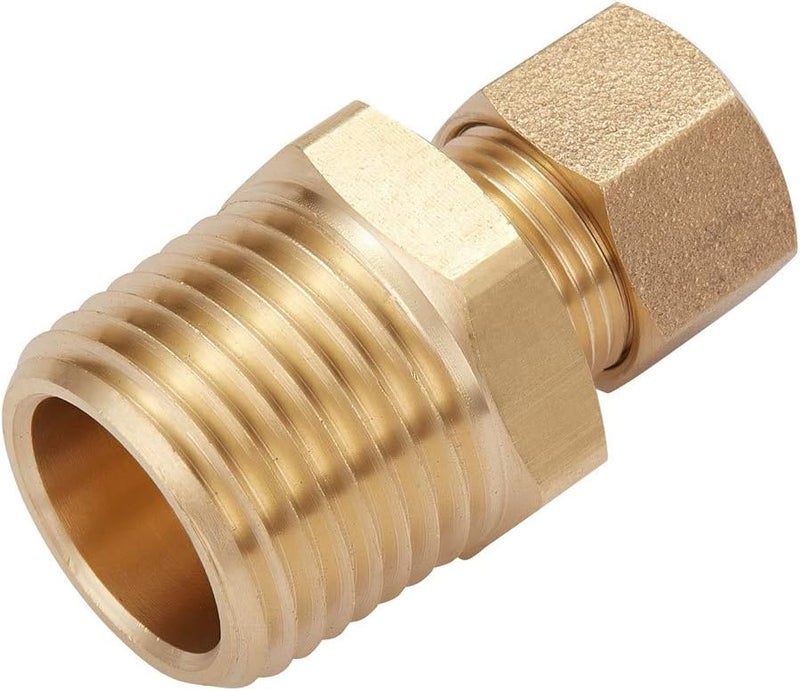 LitOrange 2 Pack Metal Brass Compression Tube Pipe Fitting Connector, Straight Coupling Adapter, 3/8" Tube OD x 1/2" NPT Male（Pack of 2) - Image 3