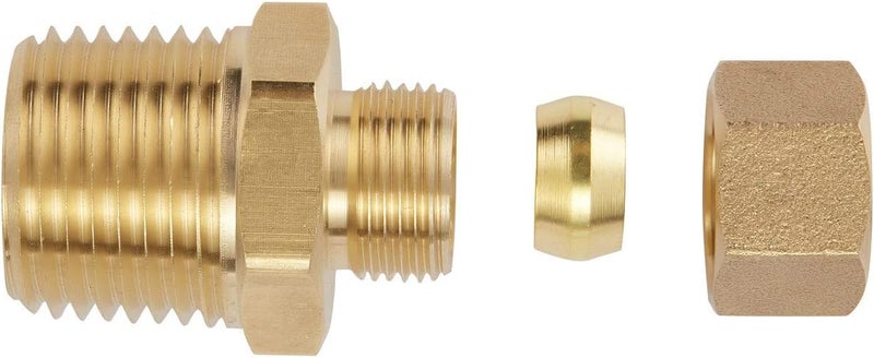 LitOrange 2 Pack Metal Brass Compression Tube Pipe Fitting Connector, Straight Coupling Adapter, 3/8" Tube OD x 1/2" NPT Male（Pack of 2) - Image 4