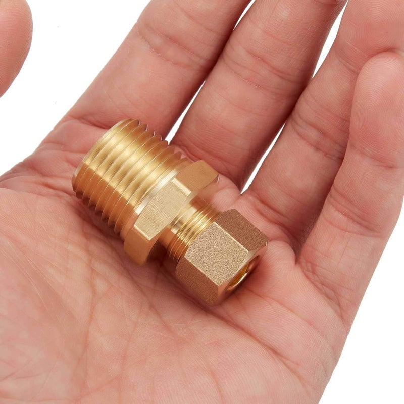 LitOrange 2 Pack Metal Brass Compression Tube Pipe Fitting Connector, Straight Coupling Adapter, 3/8" Tube OD x 1/2" NPT Male（Pack of 2) - Image 5
