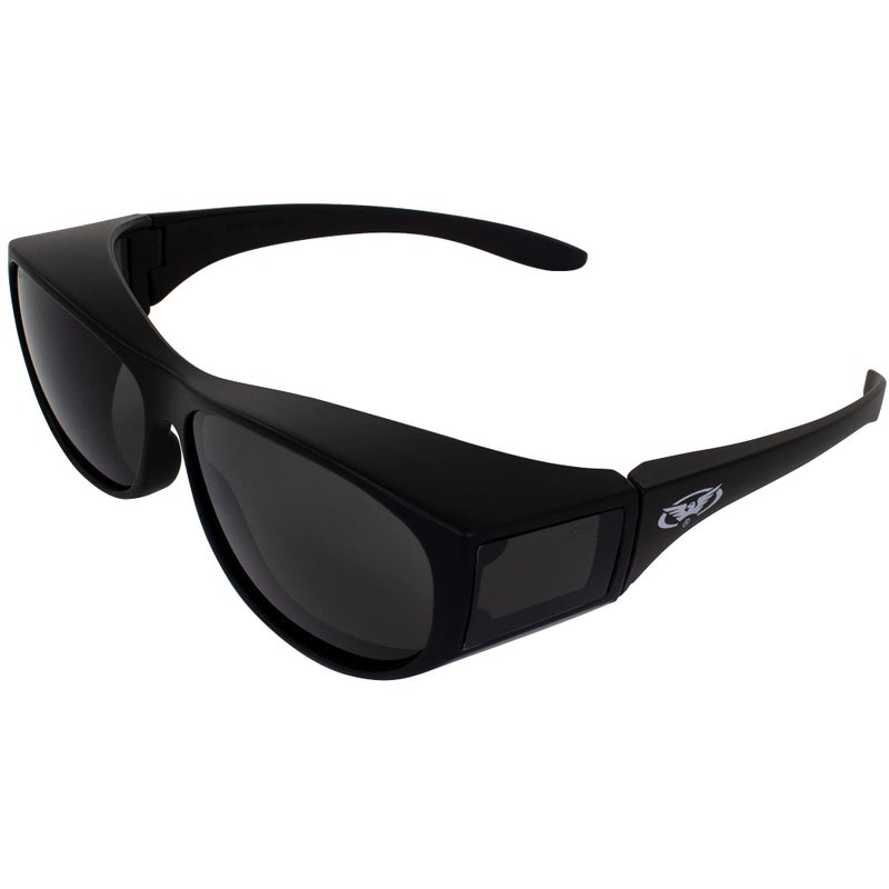 Global Vision Escort Advanced System Safety Glasses Fits Over Most Eyewear Rubber Ear Locks and Microfiber Pouch Black Frame