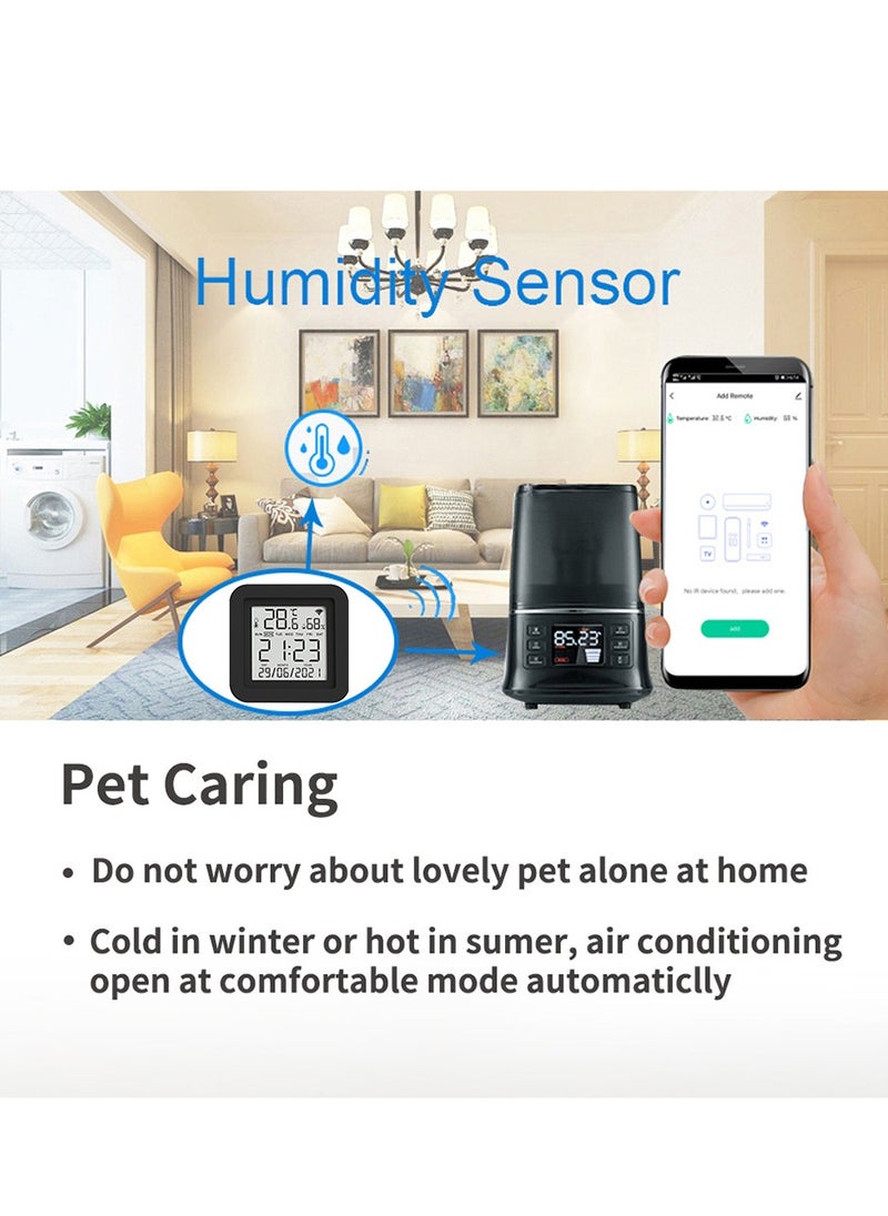 Lezonic - Smart Temperature Sensor,Hygrometer,IR Remote Control,Universal,Control Through TUYA App,Compatible With Alexa And Google Assistant For TV,AC,Audio,And DVD - Image 1