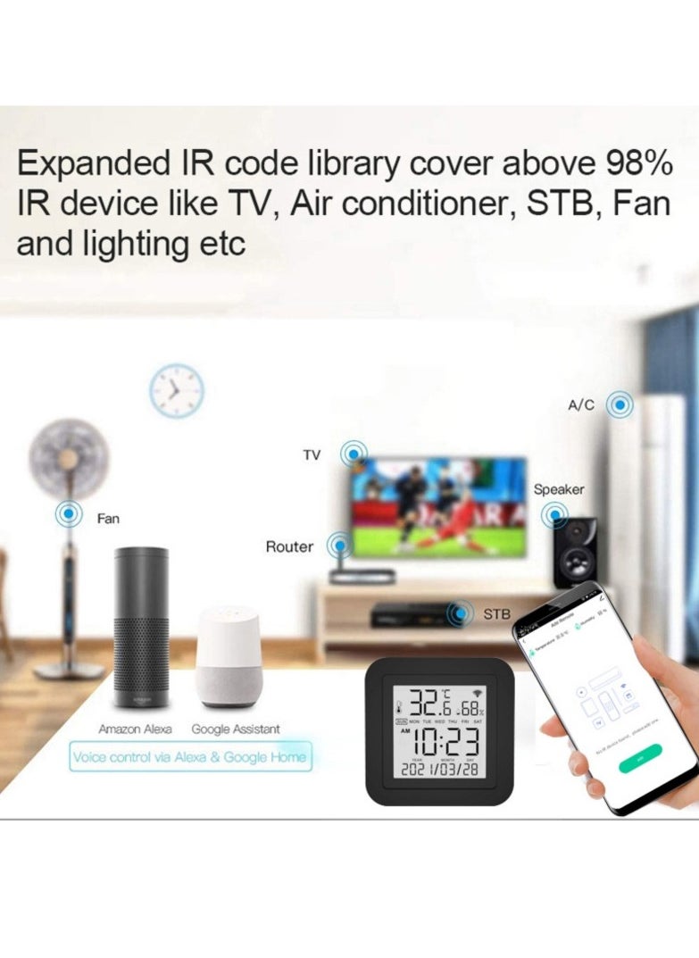 Lezonic - Smart Temperature Sensor,Hygrometer,IR Remote Control,Universal,Control Through TUYA App,Compatible With Alexa And Google Assistant For TV,AC,Audio,And DVD - Image 1