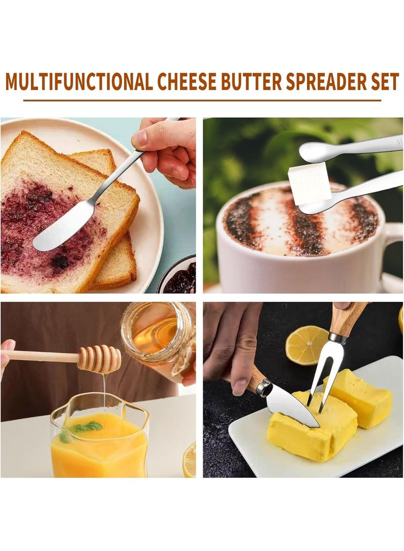 Soofam 48 Pcs Charcuterie Boards Accessories Butter Spreader Knives Set Stainless Steel Cheese Mini Serving Tongs Spoons Forks Dipping Bowl Toothpick Flags Utensil for Pastry Making Wedding Christmas(Sliver) - Image 3