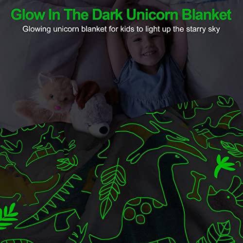 TEHALK Glow in The Dark Dinosaur Blanket for Boys - Soft Fleece Throw for Kids, Toddlers - Dinosaur Gifts, Birthday Present - 50"x60" - Image 2