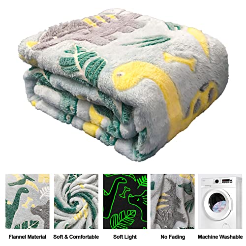 TEHALK Glow in The Dark Dinosaur Blanket for Boys - Soft Fleece Throw for Kids, Toddlers - Dinosaur Gifts, Birthday Present - 50"x60" - Image 5