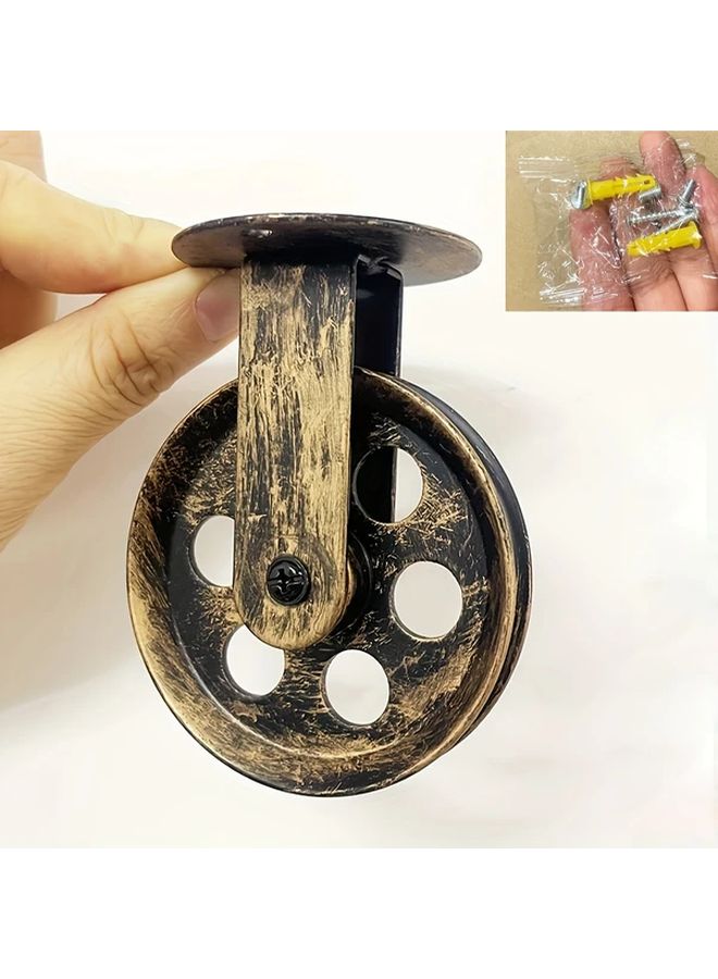 Vintage Bronze Wall Sconce Pulley Kit Rustic Ceiling Lamp Installation Metal Construction - Image 1