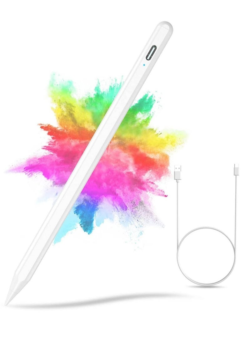 "Stylus Pen for iPad (2018-2022) - Compatible with iPad 10/9/8/7/6, Mini 6/5, Air 5/4/3, Pro 11''/12.9'' - Includes 4 Replacement Tips and Palm Rejection (White)" - Image 1