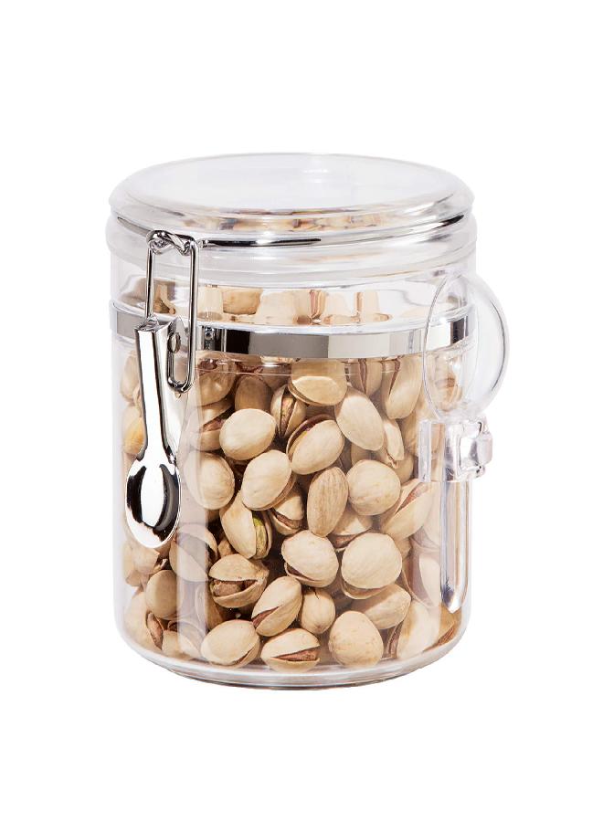 OGGI Clear Canister Airtight 38oz - Clamp Lid & Spoon - Airtight Food Storage Containers, Ideal for Kitchen & Pantry Storage of Bulk, Dry Food Including Flour, Sugar, Coffee, Rice, Tea, Spices & Herbs - Image 1