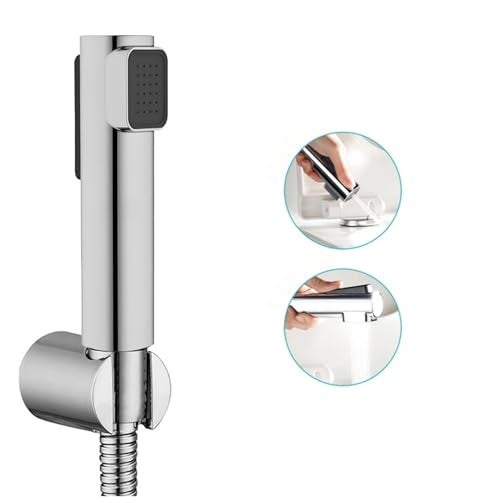 CARNIVAL 2 Flow/Mode Chrome Health Faucet Set Premium Hand Bidet Spayer/Jet Spray for Toilet with 1 Meter Hose Pipe (Tube) and Wall Hook (Complete Set with Hose Pipe & Wall Hook, Chrome) - Image 2