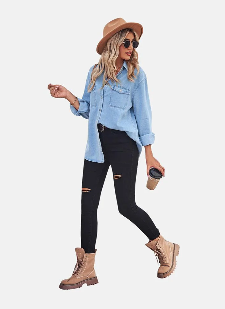يونيكي Blue Plain Regular Fit Shirt