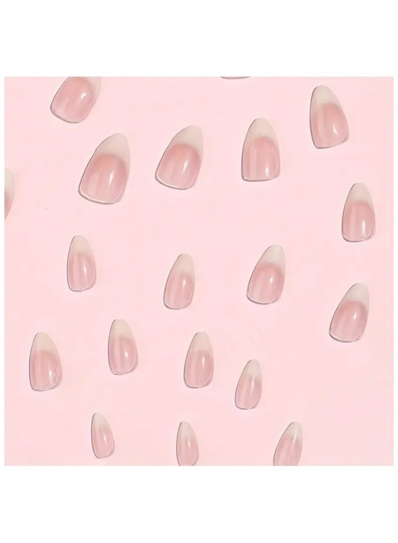 GlamKit 24pcs Glossy Long Ballet Fake Nails，French solid-color almond-shaped nail art For Women Girls - Image 3