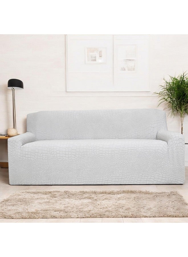 House of Quirk Universal Jacquard Crocodile Fabric Sofa Cover Soft Touching Cover for Couch Flexible Stretch Sofa Slipcover (Three Seater, Smoke) - Image 2