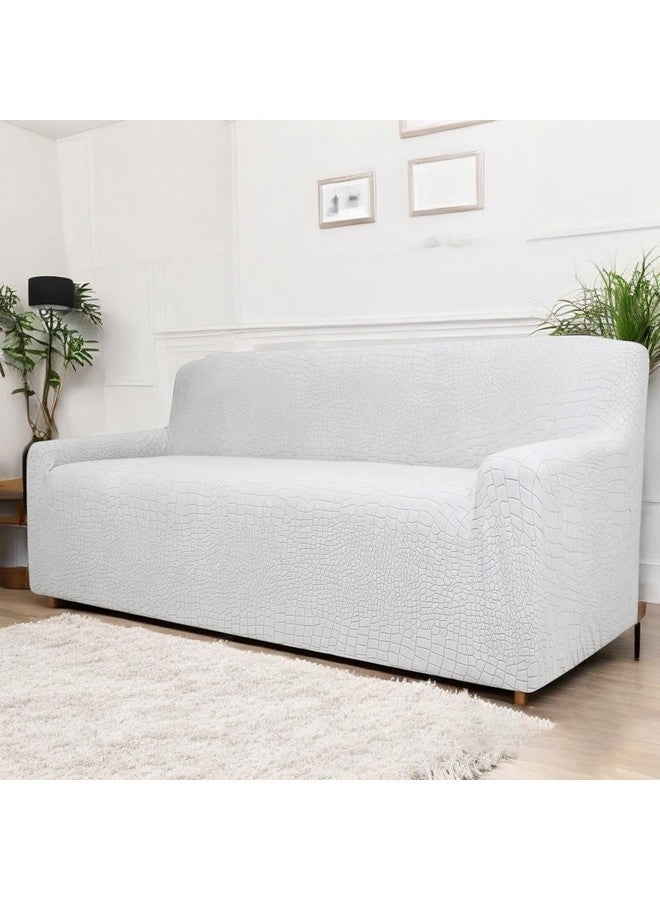 House of Quirk Universal Jacquard Crocodile Fabric Sofa Cover Soft Touching Cover for Couch Flexible Stretch Sofa Slipcover (Three Seater, Smoke) - Image 1