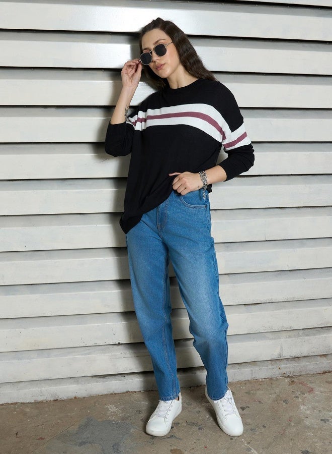 HIGH STAR Women's Multicolour 100% Cotton Striped Regular Fit Top  - Image 3