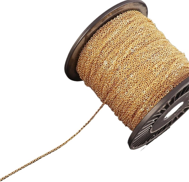 Application 4Meter Stainless Steel Chain Link Necklace O Shape 1.5/2/3mm Gold(Gold Color,3MM) - Image 1
