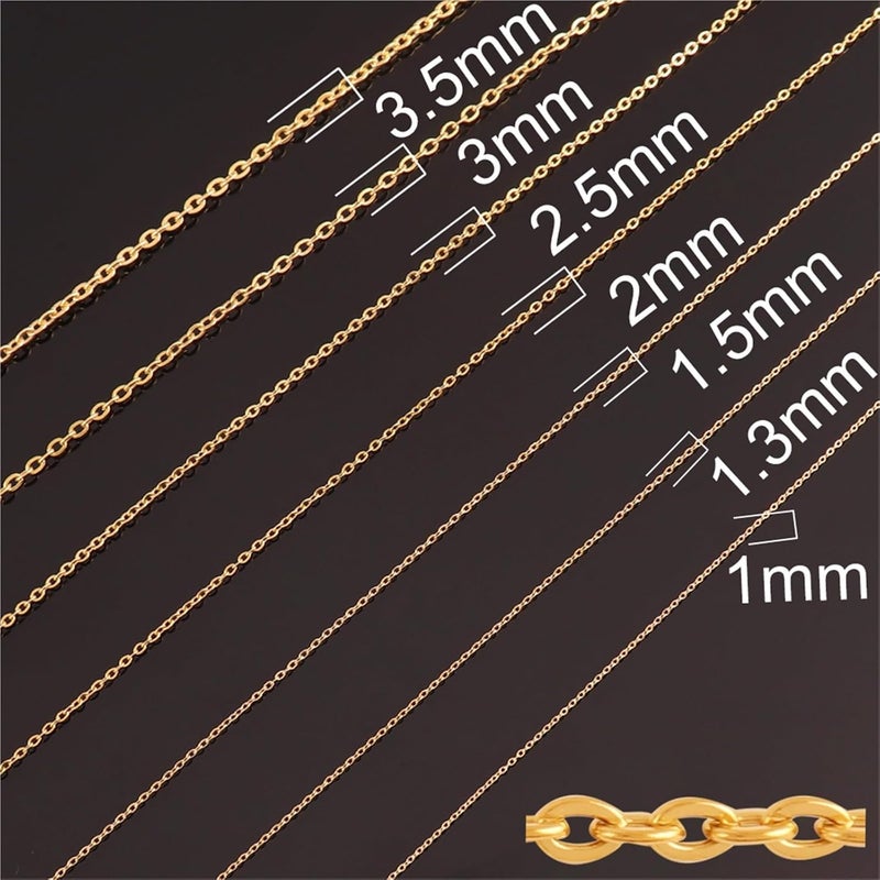 Application 4Meter Stainless Steel Chain Link Necklace O Shape 1.5/2/3mm Gold(Gold Color,3MM) - Image 2