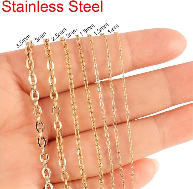 Application 4Meter Stainless Steel Chain Link Necklace O Shape 1.5/2/3mm Gold(Gold Color,3MM) - Image 3