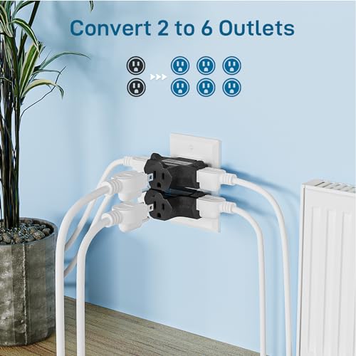 K KASONIC - 3-Outlet Grounding Adapter, [UL Listed] Plug Extender, Heavy-Duty Grounded Power Tap - 3 Pack (Black) - Image 5