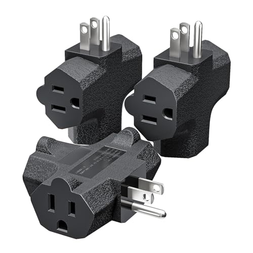K KASONIC - 3-Outlet Grounding Adapter, [UL Listed] Plug Extender, Heavy-Duty Grounded Power Tap - 3 Pack (Black) - Image 1