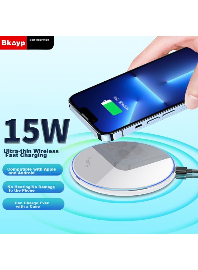 Bkayp Compatible With Apple Wireless Charger, 15w/20w Super Fast Charging, For Iphone 16 Pro Max/15/14/13 Plus, Charging Cable And Base, Suitable For Huawei, Xiaomi, Samsung, And Android - Image 1