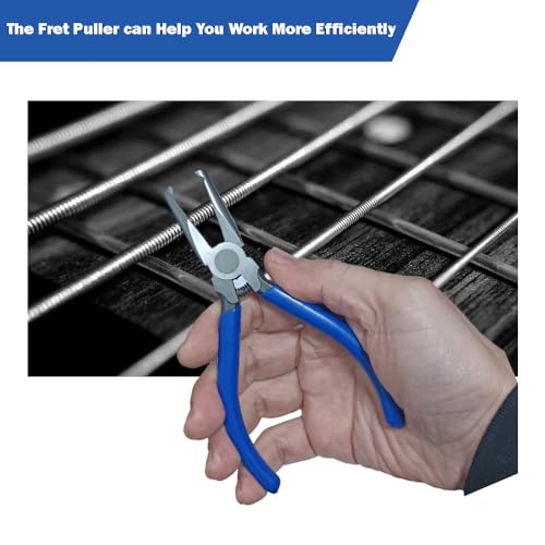 PANSHIYON Fret Removal Pliers,Flat Head Guitar Fret Puller Tool with Blue Rubber Coating for Acoustic Eelectric Guitar Bass - Image 4