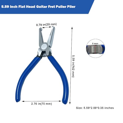 PANSHIYON Fret Removal Pliers,Flat Head Guitar Fret Puller Tool with Blue Rubber Coating for Acoustic Eelectric Guitar Bass - Image 2